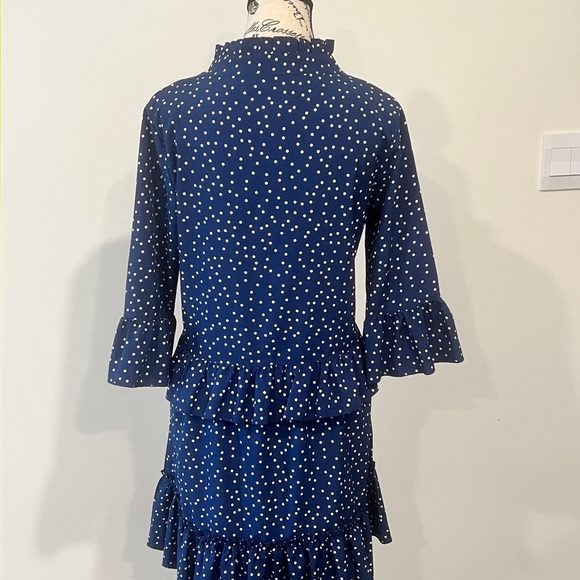 Women's Royal Blue Polka Dot Dress, Small - Picture 4 of 6